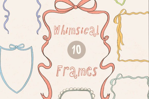 Download Hand Drawn Whimsical Ribbon Bow Frames - Ribbon bow Collection