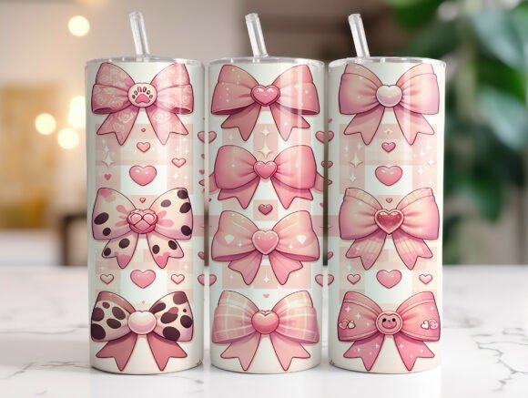 Download Cute Pink Ribbon Bow Pattern Tumbler PNG - Ribbon bow Collection