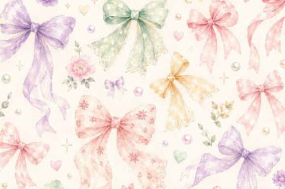 Download Pastel Watercolor Ribbon Bow Pattern Col - Ribbon bow Collection