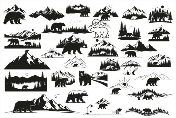Download Beautiful Bear Forest Mountain Scene - Premium Resources