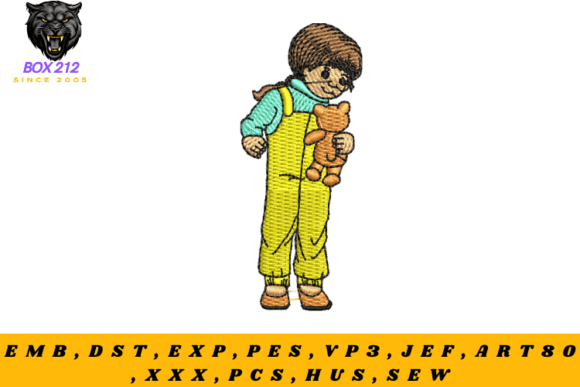 Download Girl Playing with Teddy Bear Embroidery - Premium Resources