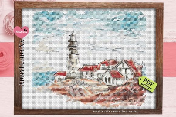 Download Lighthouse Cross Stitch Pattern PDF Sea - Premium Bundle