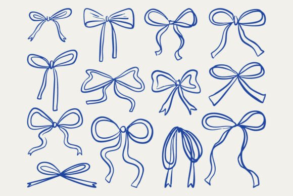 Download Elegant Ribbon Bow Outline Bundle Set - Ribbon bow Collection