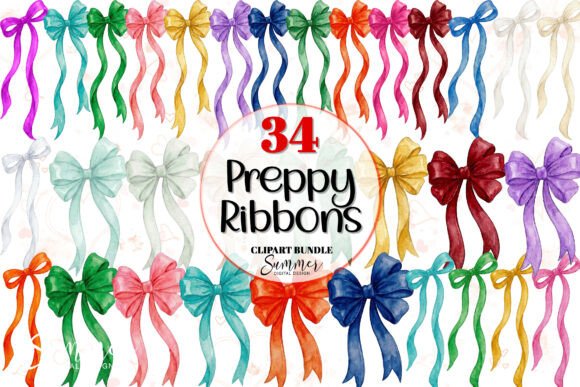 Download Colorful Preppy Ribbon Bow PNGs Bundle - Ribbon bow Collection