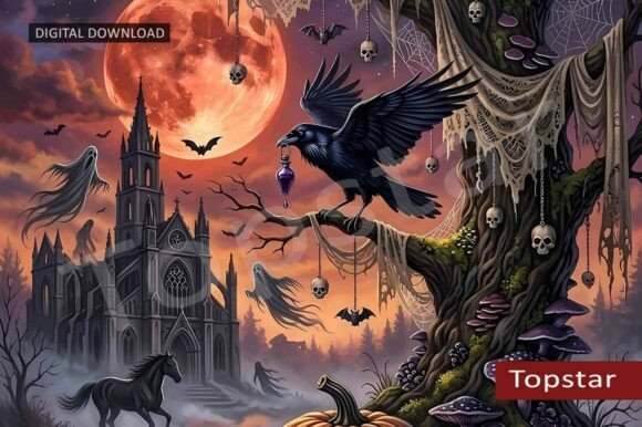 Download Spooky Graveyard Scene Halloween Decor - Scene Collection