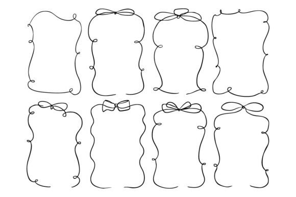 Download Cute Hand Drawn Ribbon Bow Frame Label - Ribbon bow Collection